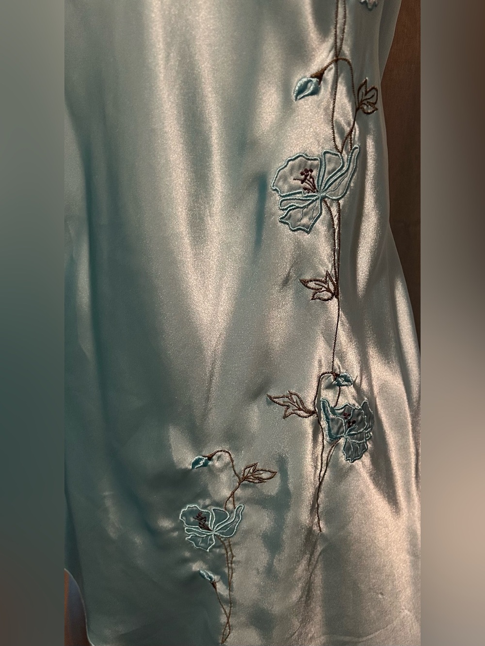 Jones New York Embroidered Robe & Slip Set - Teal - Picture 9 of 10